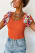 Ribbed Knit Tiered Ruffled Sleeve Bodysuit